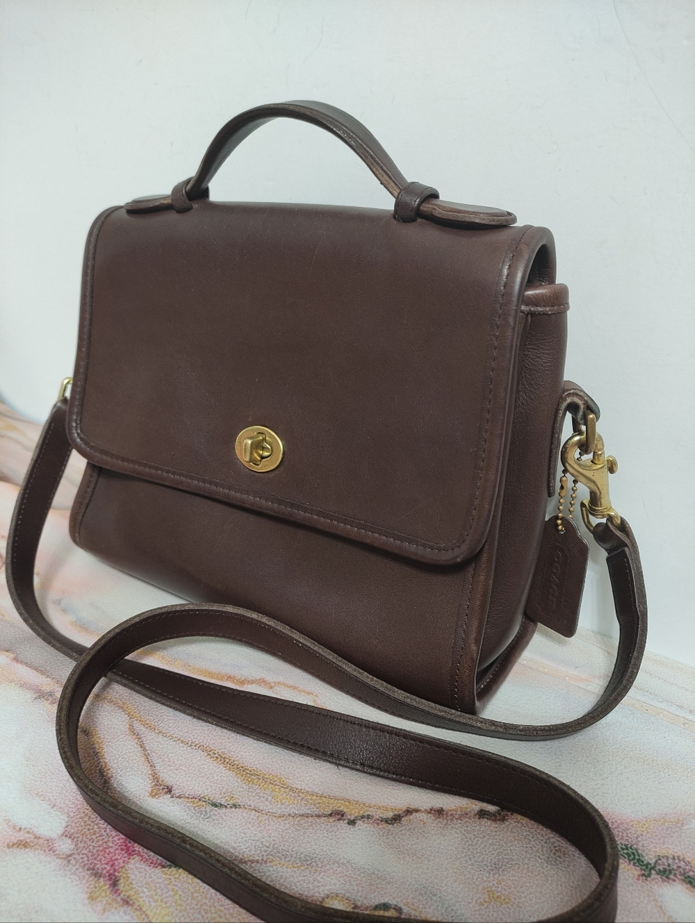 Vintage Coach 9870 Court Top Handle Leather Bag Mahogany Brown - Picture 2 of 12